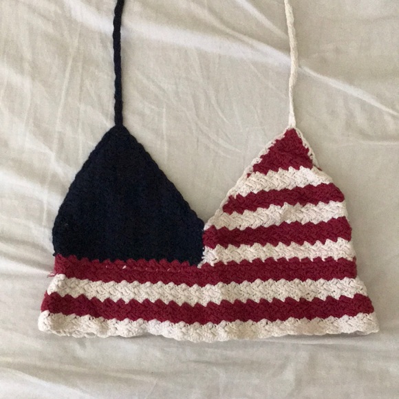 BDG Tops - American Flag Crochet Crop Top